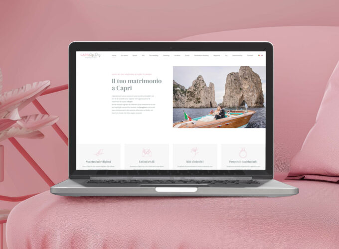 Per Capri My Day, progetto dedicato al matrimonio a Capri, abbiamo realizzato un sito apposito per wedding planner e curato le campagne ADV.